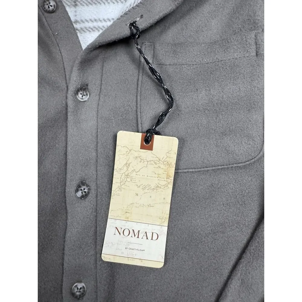Nomad Craft+Flow Boys L Fleece Shirt Jacket Shacket Plaid Lined Gray NWT